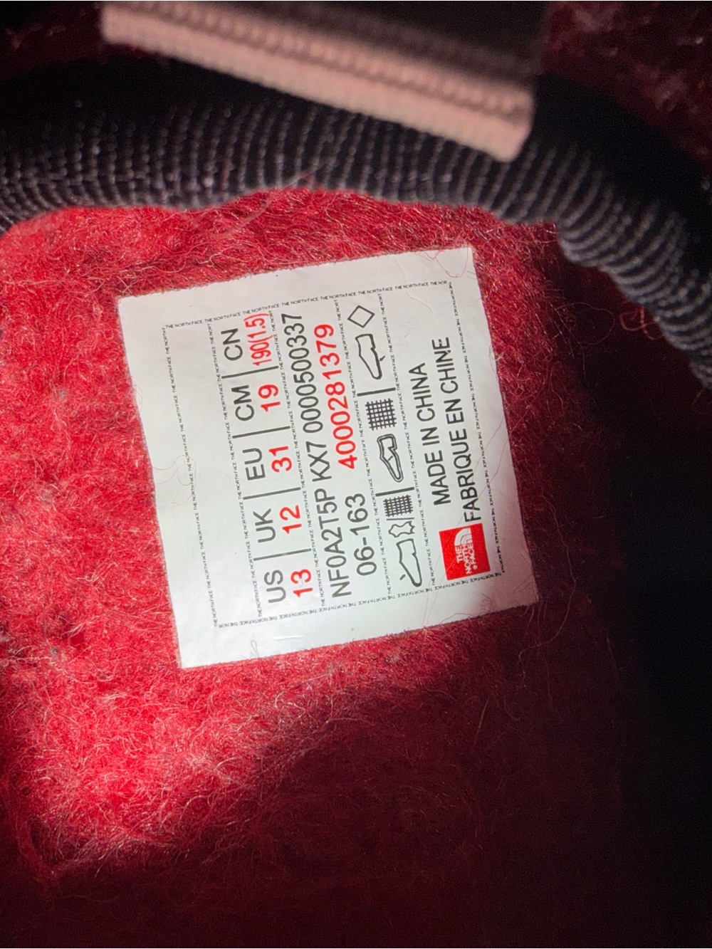 The North Face Red and Black Insulated Boot Interior - Picture 2 of 2